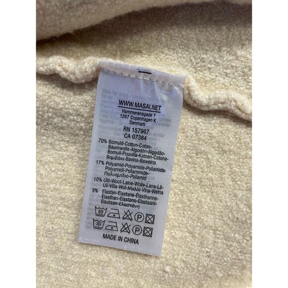 MASAI Copenhagen Cream Boucle Open Front Cardigan Sweater Women’s Medium - Picture 8 of 13